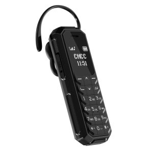 AEKU KK2 Mini mobiele telefoon handen gratis Bluetooth Dialer Headphone 0 66 inch MTK6261DA 18 toetsen MP3 GSM Anti-lost(Black)